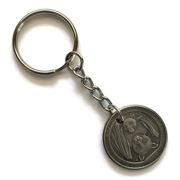 Tampa Coin Creations Accessories - 2020 American Samoa Bat Quarter Keychain Stainless Steel Coin Money 4for$20